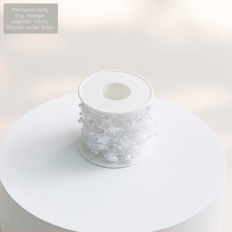 Božićne ukrase za bor — plastični bisernasti lanac i nit s perlicama Baby's Breath za DIY bukete | Marka: Snow fir christmas | Blagdani: Božić