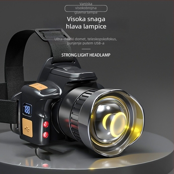 Čelna svjetiljka s laserskim izvorom svjetla, punjiva 3600mAh, 20W, domet ≥500m, ručno napajanje