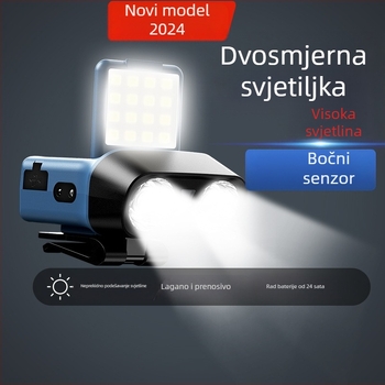 LED čelna svjetiljka, vanjska rasvjeta na glavi, punjiva, 10W, baterija 1500mAh, domet 100–200 m