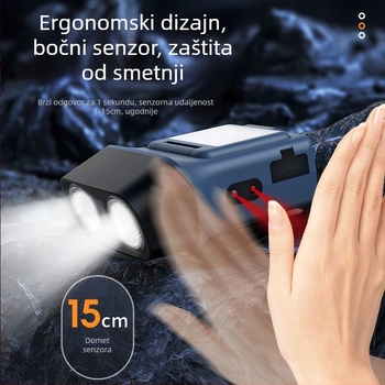 LED čelna svjetiljka, vanjska rasvjeta na glavi, punjiva, 10W, baterija 1500mAh, domet 100–200 m
