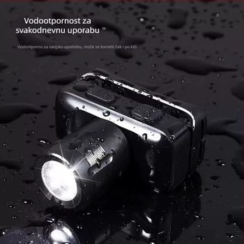 LED lampica za ribolov na glavi, punjiva, 5W, 3000mAh, zumiranje, domet 200–500 m