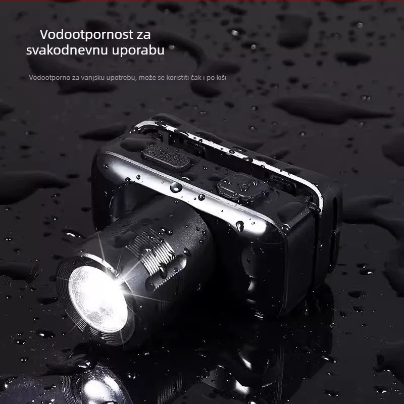 LED lampica za ribolov na glavi, punjiva, 5W, 3000mAh, zumiranje, domet 200–500 m