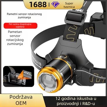 LED čelna svjetiljka – tijelo od aluminijske legure; 5200mAh; 15W; 360° rotacija