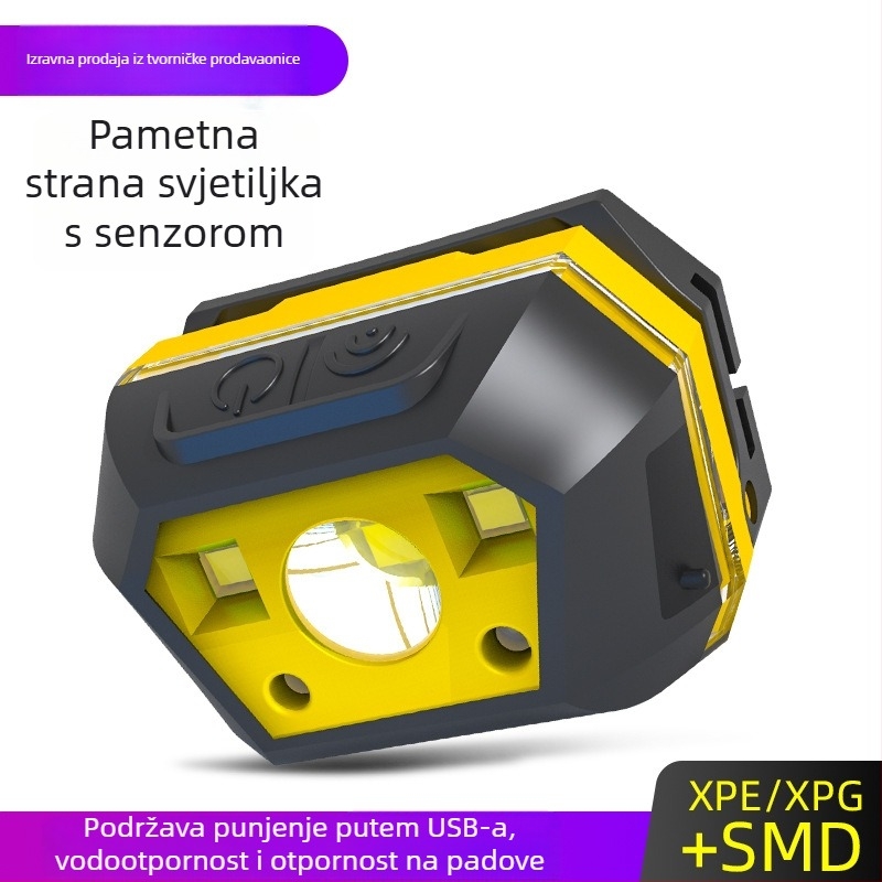 LED čelna lampa s USB punjenjem, vodootporna, za kampiranje na otvorenom, domet zrake 0–200 m, radno vrijeme 3–6 sati