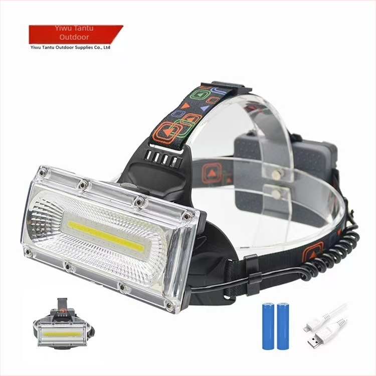 COB čelna lampa, USB punjenje, vodootporna, snažan režim osvjetljenja, domet 100–200 m, trajanje 4–8 sati