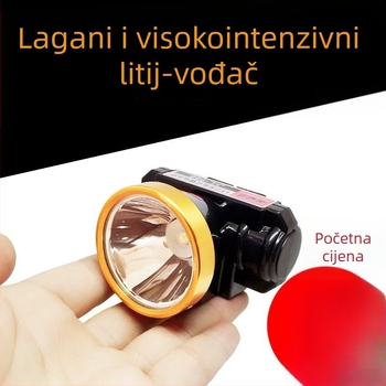 Čelna LED svjetiljka s laserom, silikonsko kućište, napajanje baterijom i ručno punjenje, domet do 50 m