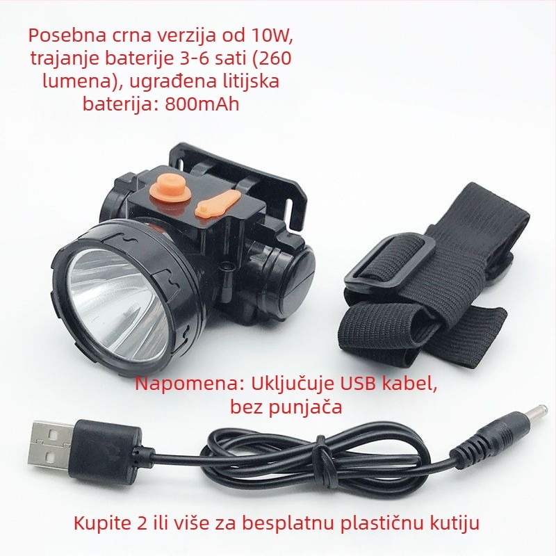 Čelna LED svjetiljka s laserom, silikonsko kućište, napajanje baterijom i ručno punjenje, domet do 50 m
