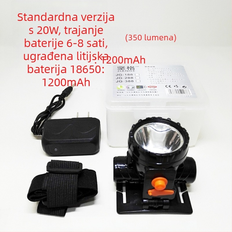 Čelna LED svjetiljka s laserom, silikonsko kućište, napajanje baterijom i ručno punjenje, domet do 50 m