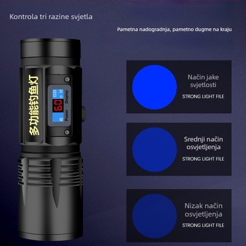 LED lampa za noćni ribolov, rotacija 360°, baterija 5000 mAh, domet 100–200 m, ručno pokretanje energije