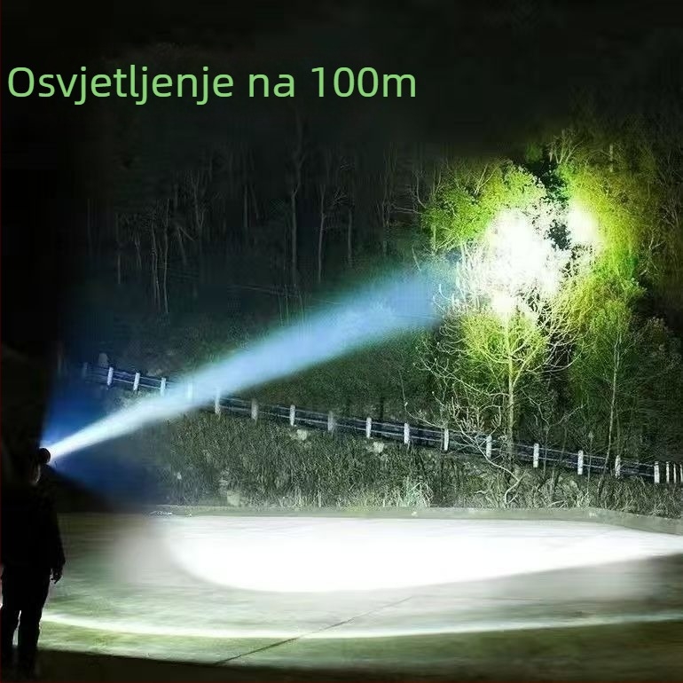 LED čelna lampica, kapacitet baterije 6000, snaga 20000, vodootporna, domet 500 m+