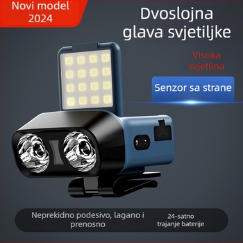 LED čelna lampa 10W, punjiva 1500mAh, domet 100-200 m za noćni ribolov