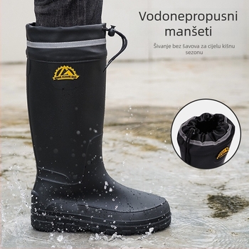 Muške čizme za kišu s visokim vratom, vodootporne, protuklizne, PVC gornji dio, mrežasta podstava
