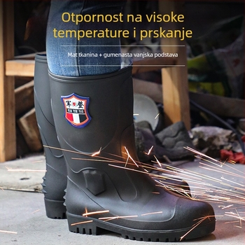 Muške visoke čizme za kišu sa čeličnim prstom i čeličnom pločom – plastični gornji dio, plastična potplata, mrežasta podstava