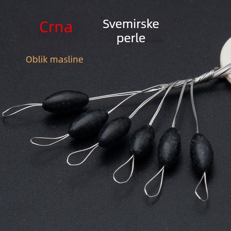 Gumene kuglice za ribolov, set od 60 komada, maslinasto oblika, crne, jade i razne boje