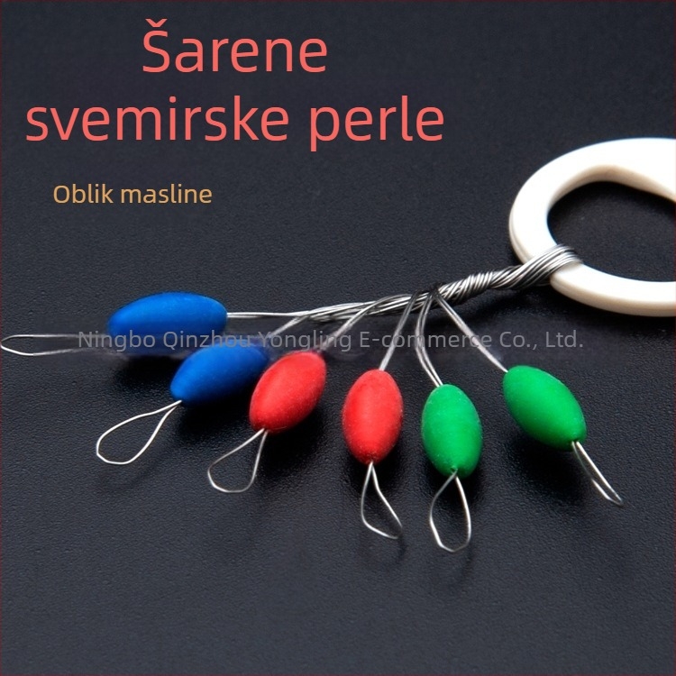 Gumene kuglice za ribolov, set od 60 komada, maslinasto oblika, crne, jade i razne boje