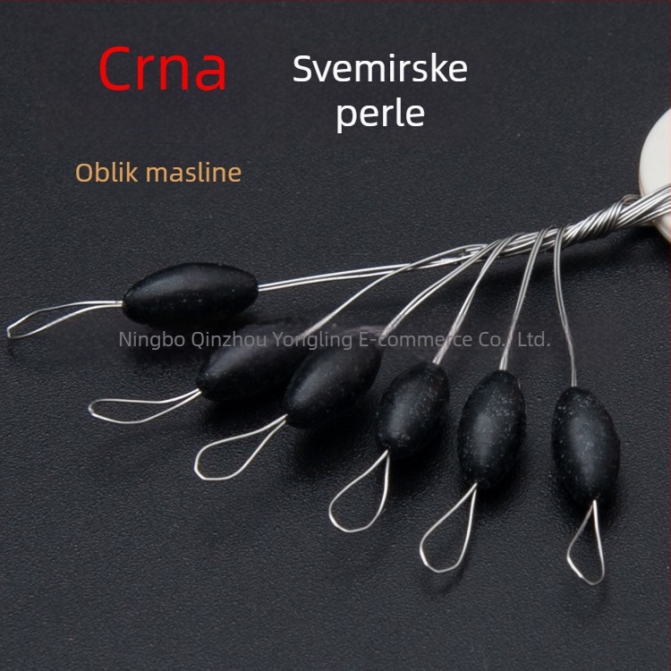 Gumene kuglice za ribolov, set od 60 komada, maslinasto oblika, crne, jade i razne boje
