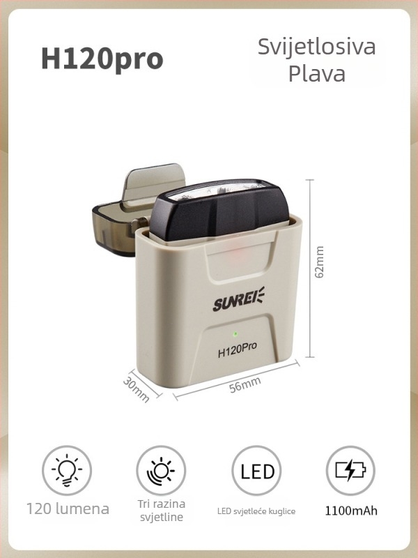 Shanlix čelna LED svjetiljka s indukcijskim prekidačem, punjiva, 40 g, 27 sati rada, 100 lm, za noćni ribolov