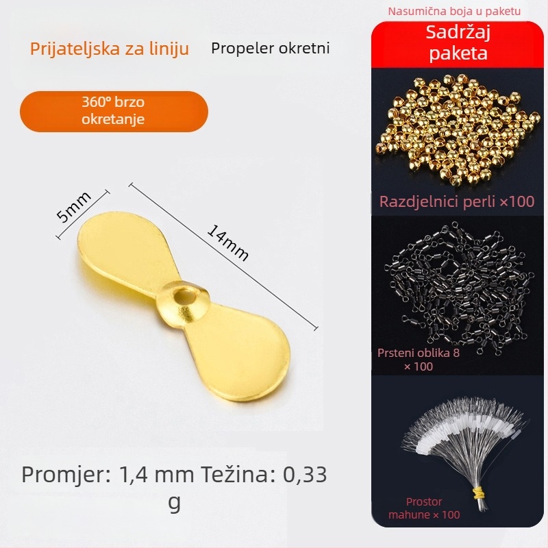 Meden mikro set za mamce – perle, vrteške i dodaci za ribolov, proizvedeno u Kini