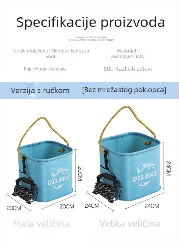 Sklopiva EVA kanta za ribolov s mrežom i užetom za nošenje živih riba