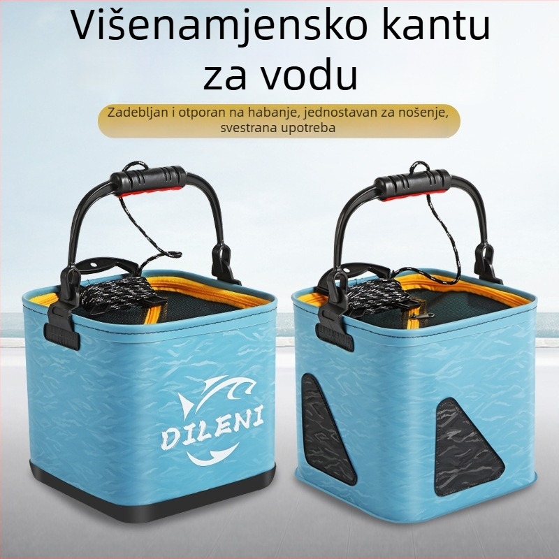 Sklopiva EVA kanta za ribolov s mrežom i užetom za nošenje živih riba