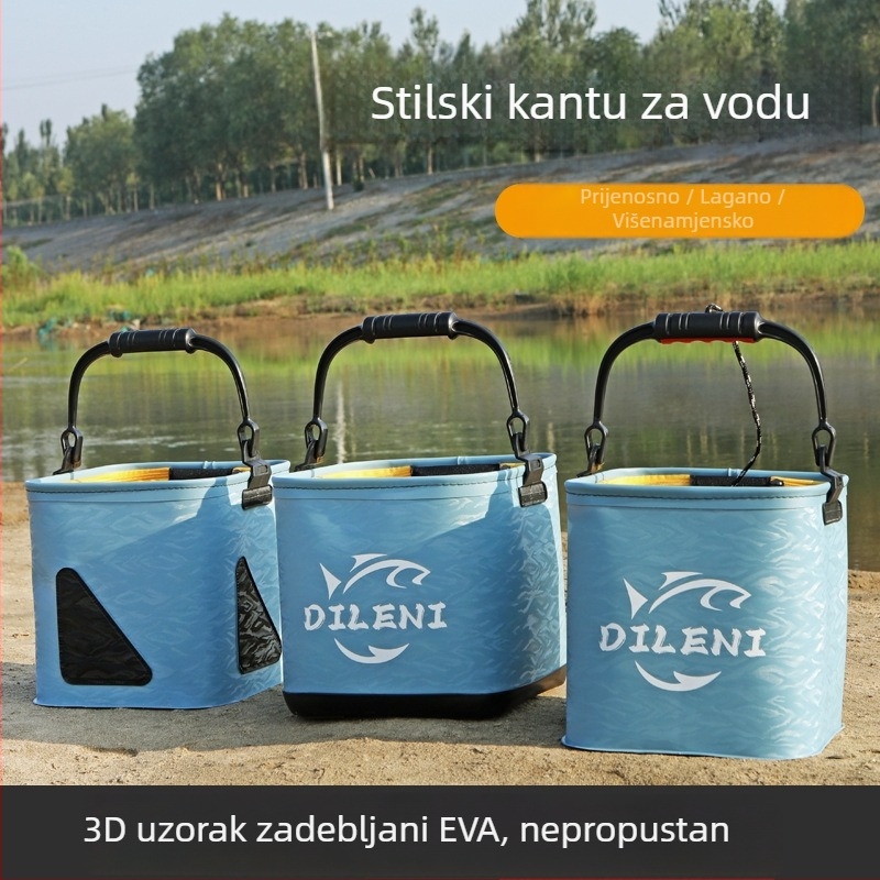 Sklopiva EVA kanta za ribolov s mrežom i užetom za nošenje živih riba