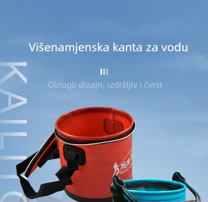 Okrugla EVA kanta za ribe sa debelim otvorom, sklopiva kanta za vodu za žive ribe