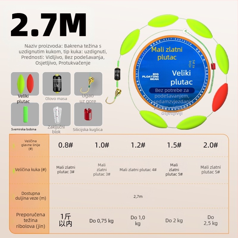 Set glavne linije s malim kukom i plivajućom linijom sa sedam zvjezdica; najlon; marka Welcome; izlazi zimi 2024