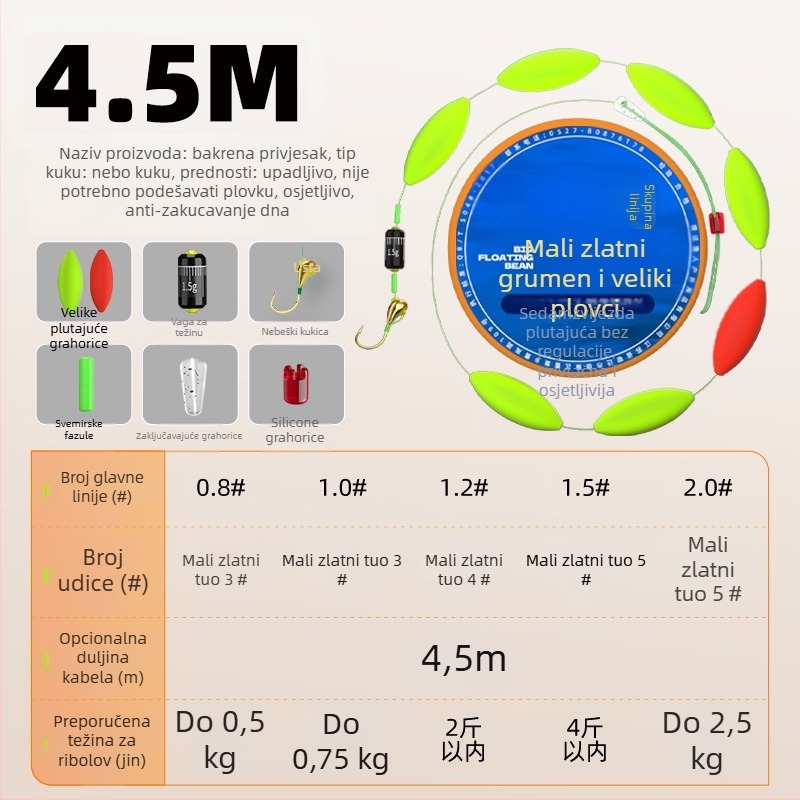 Set glavne linije s malim kukom i plivajućom linijom sa sedam zvjezdica; najlon; marka Welcome; izlazi zimi 2024