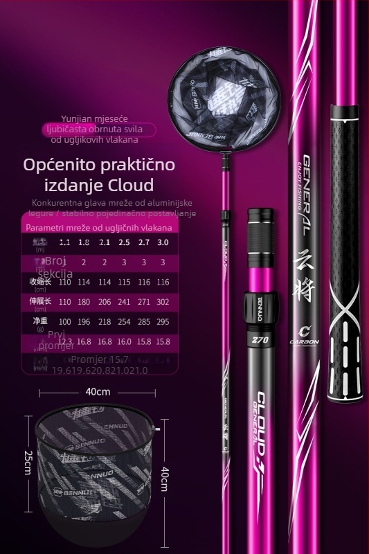 Benno karbonska teleskopna štapa za mrežu – ultralagana, ultratvrda, teleskop, set samo štap