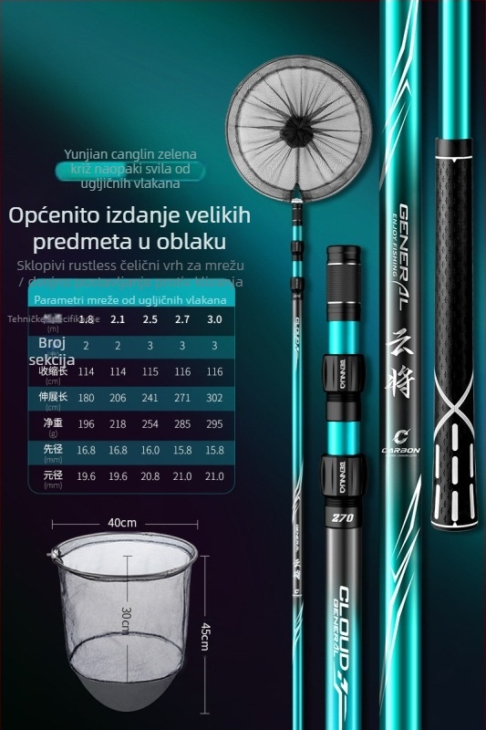 Benno karbonska teleskopna štapa za mrežu – ultralagana, ultratvrda, teleskop, set samo štap