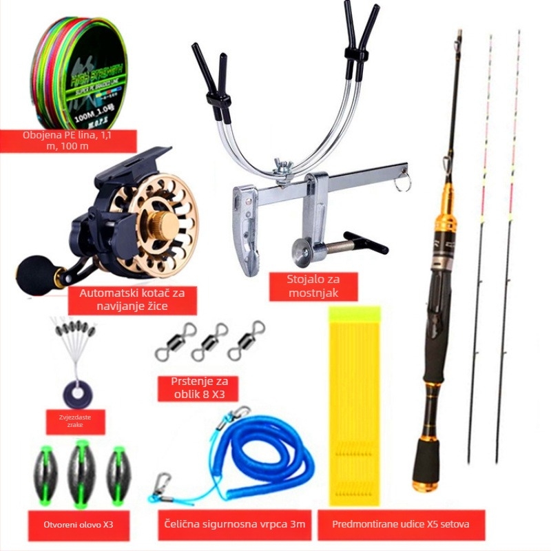 Štap za ribolov za mostni raft, od titanijskog legura i olova