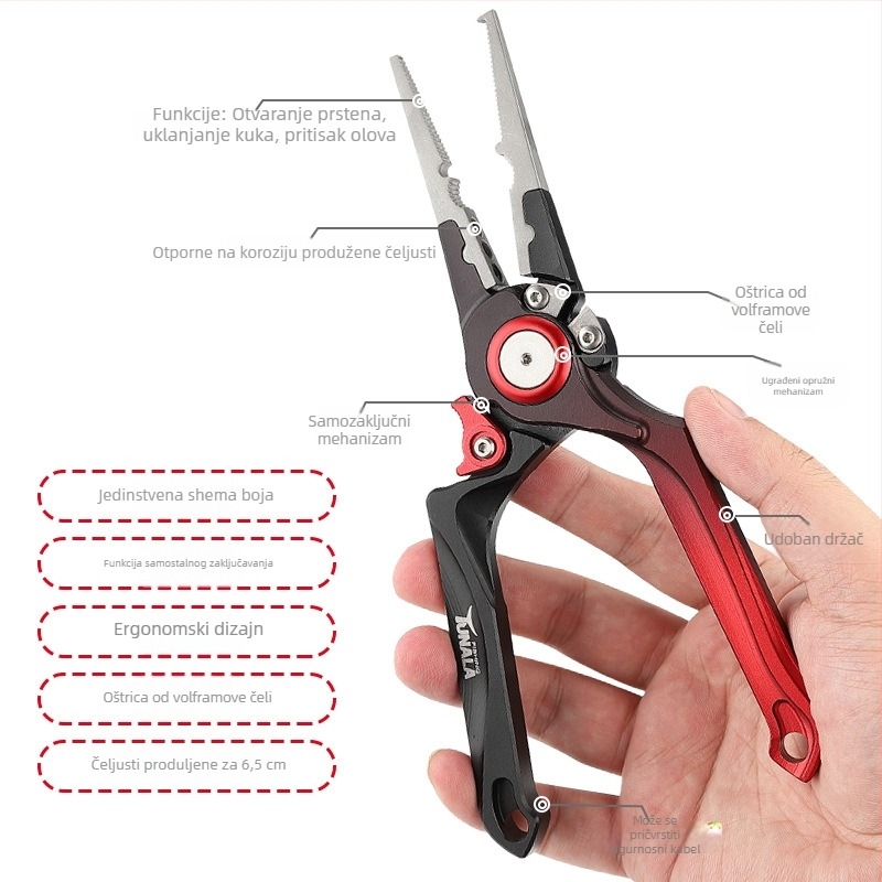 Tunala Višenamjenski aluminijski legura ribolovne kliješta sklopivi set