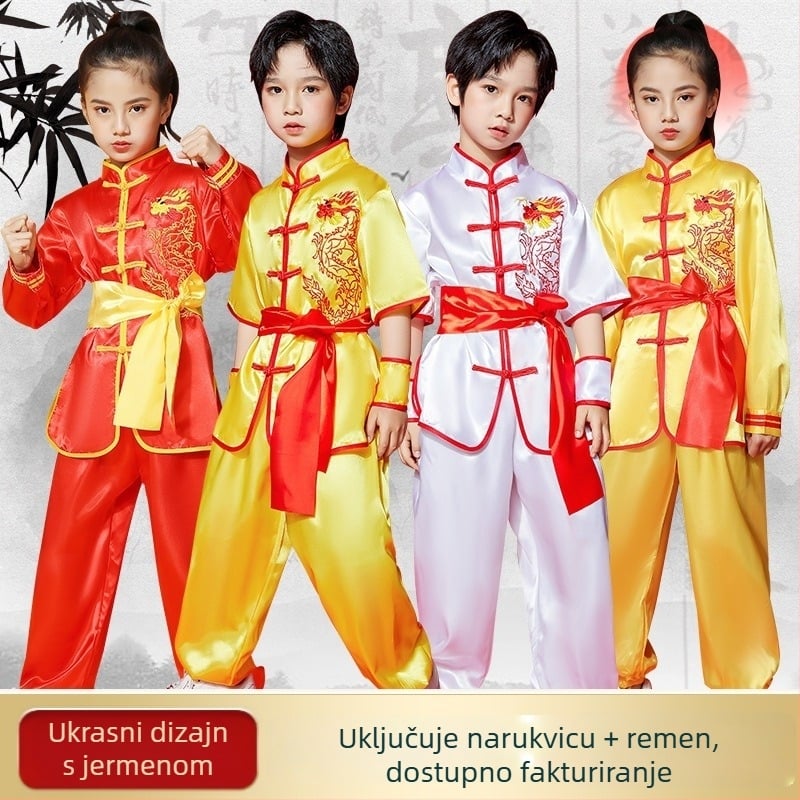 Dječja Tai Chi uniforma, corduroy materijal, laneni udio, uzorak 69850, unisex