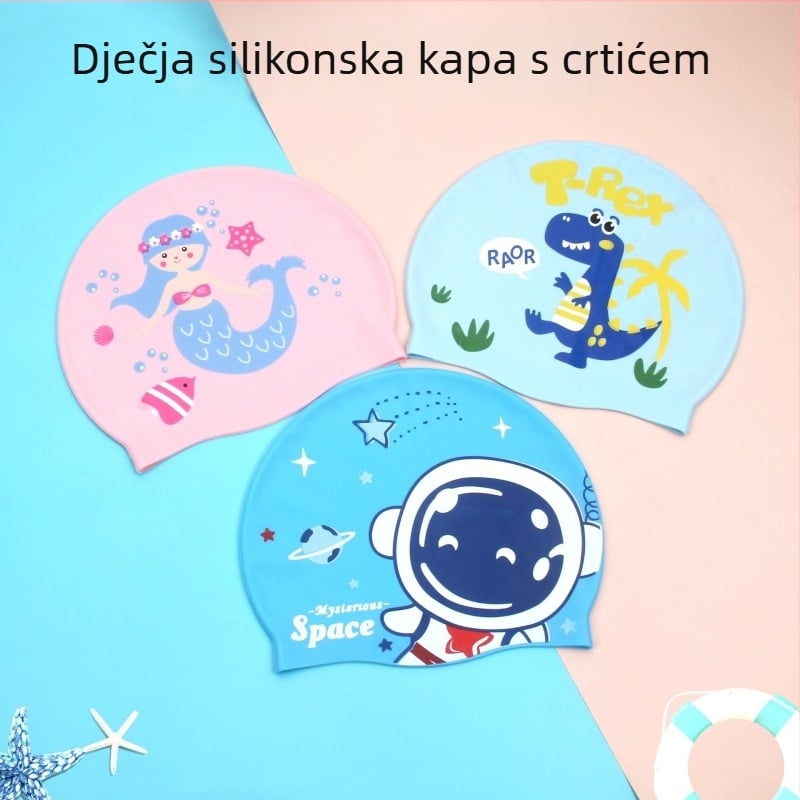 Dječja silikonska kapica za plivanje – vodootporna, unisex, simpatičan crtani dizajn za plivanje i vodene aktivnosti