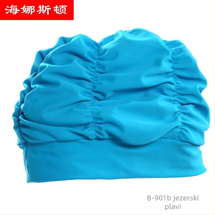 Nylon kapa za plivanje s plisiranjem za dugu kosu, zaštita ušiju, model B-901, Hynaston