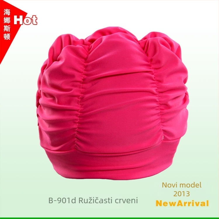 Nylon kapa za plivanje s plisiranjem za dugu kosu, zaštita ušiju, model B-901, Hynaston