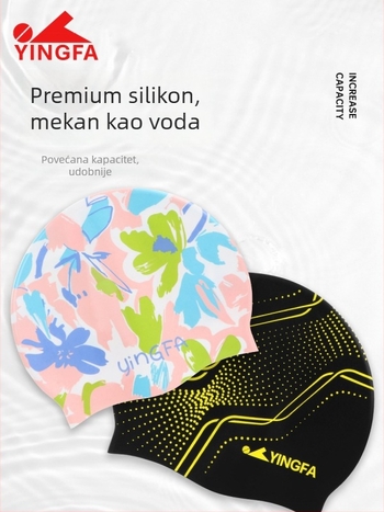 Yingfa 2025 unisex silikonska kapa za plivanje s otisnutim uzorkom, za odrasle, vodootporna, visoka elastičnost, protivklizna unutarnja površina