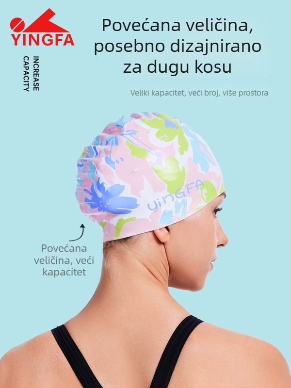 Yingfa 2025 unisex silikonska kapa za plivanje s otisnutim uzorkom, za odrasle, vodootporna, visoka elastičnost, protivklizna unutarnja površina