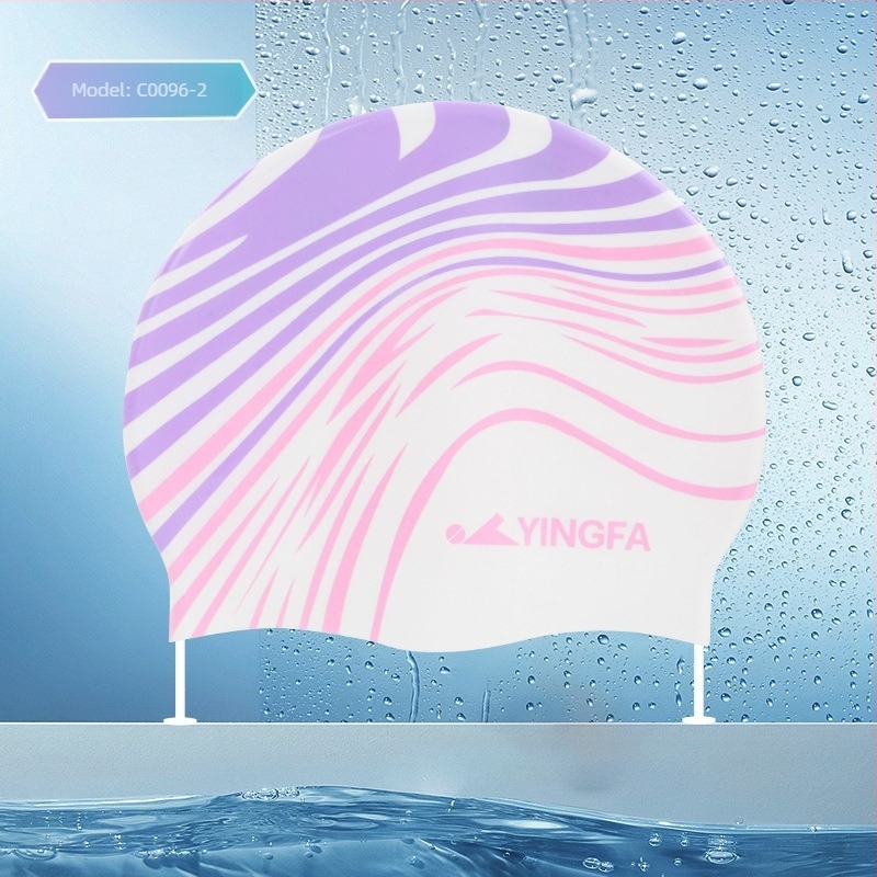 Yingfa 2025 unisex silikonska kapa za plivanje s otisnutim uzorkom, za odrasle, vodootporna, visoka elastičnost, protivklizna unutarnja površina