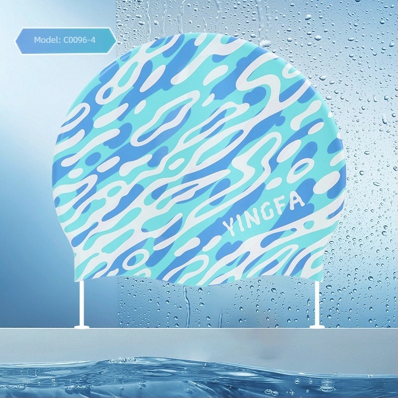 Yingfa 2025 unisex silikonska kapa za plivanje s otisnutim uzorkom, za odrasle, vodootporna, visoka elastičnost, protivklizna unutarnja površina