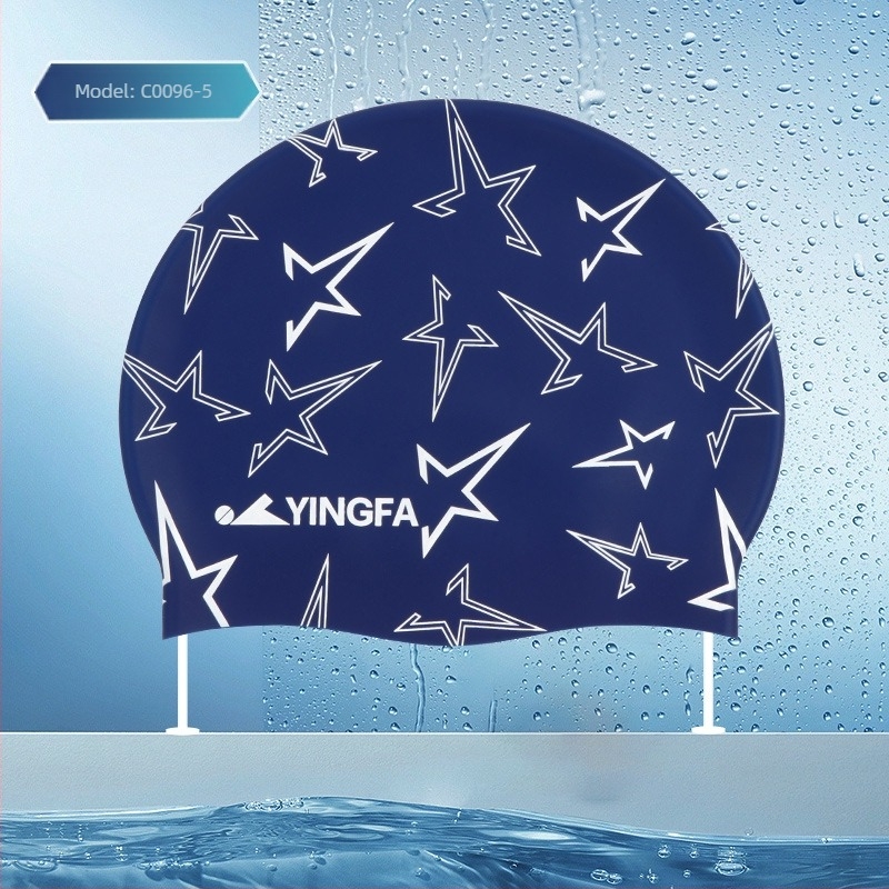 Yingfa 2025 unisex silikonska kapa za plivanje s otisnutim uzorkom, za odrasle, vodootporna, visoka elastičnost, protivklizna unutarnja površina