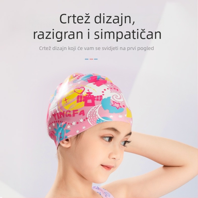 Yingfa dječja silikon kapa za plivanje s karikaturnim uzorkom, vodootporna