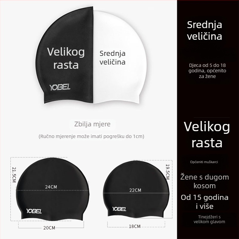 Silikonska vodootporna kapa za plivanje s zaštitom uha – bez stezanja, za odrasle