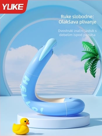 Dječji plivački prsten s dvostrukim zračnim komorama, zaštita od gušenja, karikaturalan uzorak, ekološki PVC