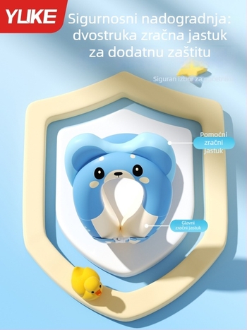 Dječji plivački prsten s dvostrukim zračnim komorama, zaštita od gušenja, karikaturalan uzorak, ekološki PVC