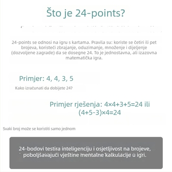 Nastavna karta za matematiku za predškolce – memorija, koordinacija ruke i oka, interakcija roditelja i djeteta (Materijal: papir; Kategorija: kartice za stolnu igru; Dobna skupina: 4–6 godina; Namijenjeno za unutarnju upotrebu)