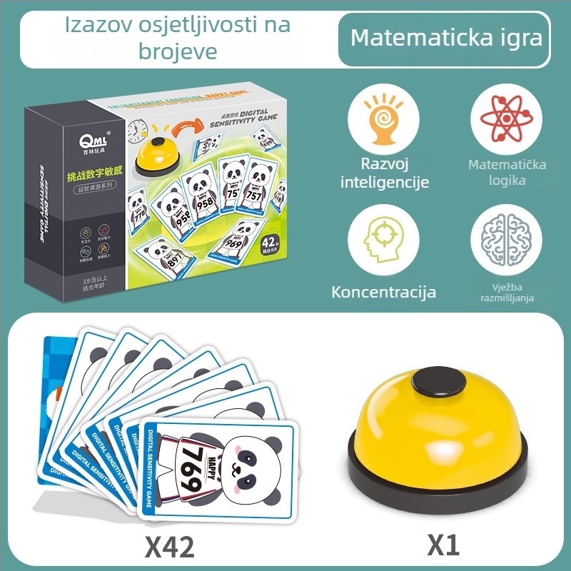 Nastavna karta za matematiku za predškolce – memorija, koordinacija ruke i oka, interakcija roditelja i djeteta (Materijal: papir; Kategorija: kartice za stolnu igru; Dobna skupina: 4–6 godina; Namijenjeno za unutarnju upotrebu)