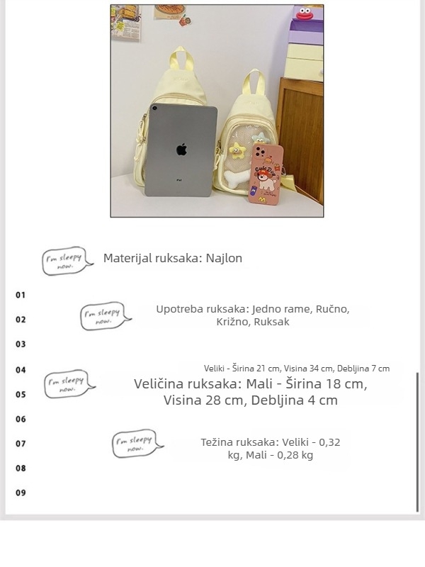 Višenamjenski crossbody ruksak za djevojke, moderan i svestran kampus ruksak za slobodno vrijeme i vožnju biciklom, kapacitet ispod 20 L