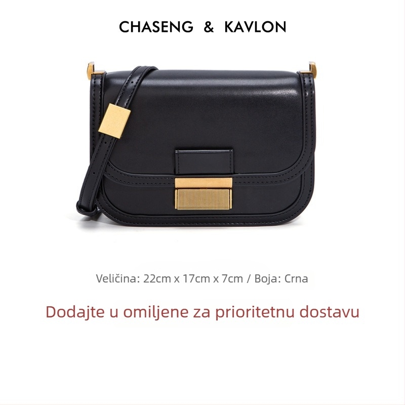 PU ženska crossbody torba - kvadratnog oblika, zatvaranje na kopču, unutarnji pretinci za telefon, osobnu iskaznicu i džep s zipom, podesivi remen