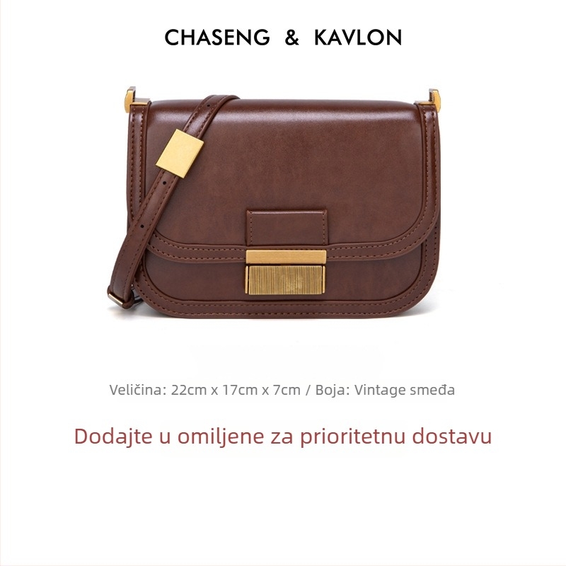 PU ženska crossbody torba - kvadratnog oblika, zatvaranje na kopču, unutarnji pretinci za telefon, osobnu iskaznicu i džep s zipom, podesivi remen